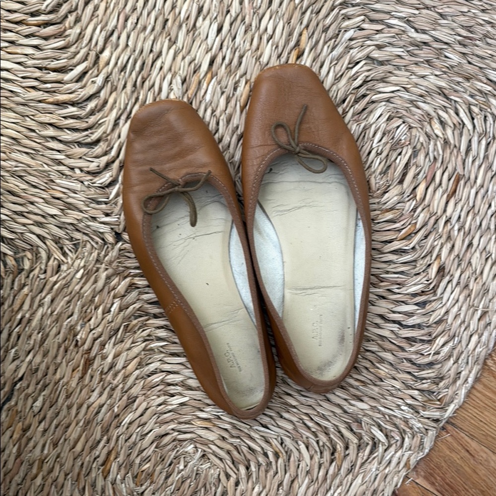 APC Brown Leather Ballet Flats